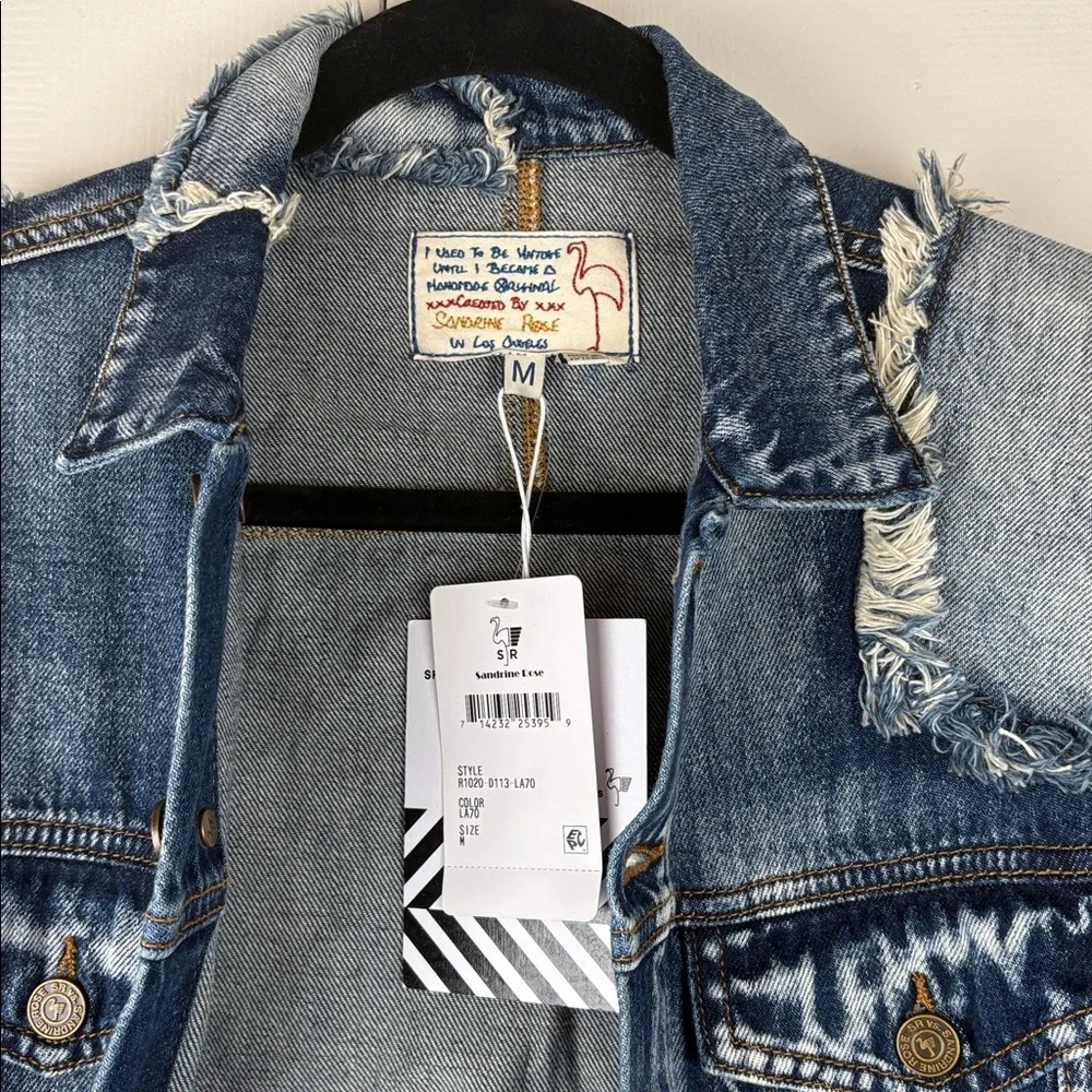 Sandrine Rose x Free People Woman's Sz M Patchwork Vintage Style Jean Jacket NWT - Picture 2 of 10